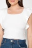 Tricô Blusa Regata Babado na Alça Pink Tricot Feminina Branco