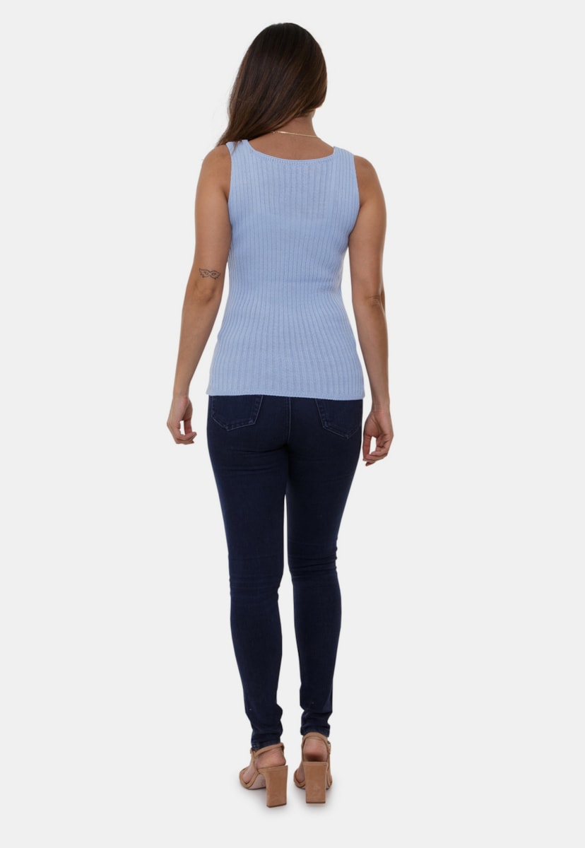 Tricô Blusa Regata Pink Tricot Canelado Com Alças Feminino