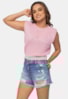 Tricô Blusa Regata Pink Tricot Fang Feminino Rosa Célia