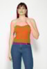 Tricô Blusa Sem Alça Decote Coração Pink Tricot Feminino Laranja