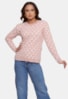 Tricô Blusa Sueter Pink Tricot Estampada de Frio Feminina Rosê