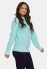 Tricô Blusa Sueter Pink Tricot Geométrica de Frio Feminino Verde