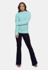 Tricô Blusa Sueter Pink Tricot Geométrica de Frio Feminino Verde