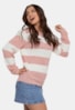 Tricô Blusa Suéter Pink Tricot Manga Longa Listrado Feminino Rosa