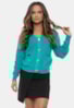 Tricô Casaco Cardigan Pink Tricot  Bolsos Manga Longa Feminino Verde