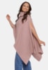Tricô Poncho Pink Tricot Mousse Com Gola Sem Punhos Feminino Rosê