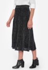 Tricô Saia Midi Plissada de Tricot com Lurex Feminina Preto