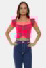 Tricô Top Cropped Pink Tricot Modal Virgínia Com Babado na Alça e Decote V Feminino Pink