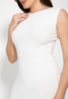 Vestido Curto Midi de Tricô e Fenda Pink Tricot Feminino Branco