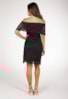 Vestido Curto Pink Tricot Ciganinha Rendado de Tricô Feminino Preto