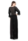Vestido De Festa Longo Pink Tricot Rodado com Manga Bufante De Tricô Feminino Preto