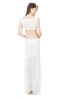 Vestido De Festa Longo Tricot com Detalhe em Argola e Decote na Cintura Branco
