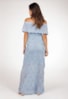 Vestido De Tricô Pala Pink Tricot Longo Ombro a Ombro Feminino Azul Claro