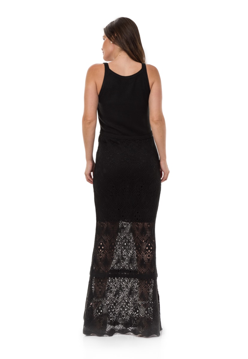 Vestido de Tricô Pink Tricot Para Ensaio Pré-Wedding Longo Sereia Feminino Preto