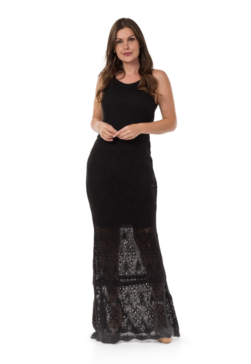Vestido de Tricô Pink Tricot Para Ensaio Pré-Wedding Longo Sereia Feminino Preto