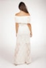 Vestido Feminino Pink Tricot De Tricô Longo Pala Ombro a Ombro Branco