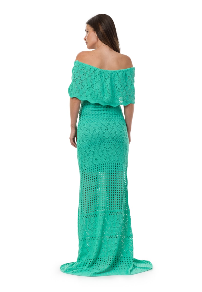 Vestido feminino Pink Tricot Longo Ombro a Ombro Verde Claro