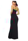 Vestido Longo De Festa Pink Tricot Gola Alta Frente Única Feminino Preto