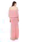 Vestido Longo de Festa Pink Tricot Renda Pala Ombro a Ombro Feminino Rosa Claro