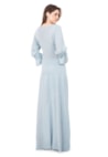Vestido Longo de Festa Pink Tricot Rodado com Manga Bufante Feminino Azul Claro