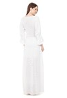 Vestido Longo de Tricot Para Gestantes Rodado com Manga Bufante Feminino Branco