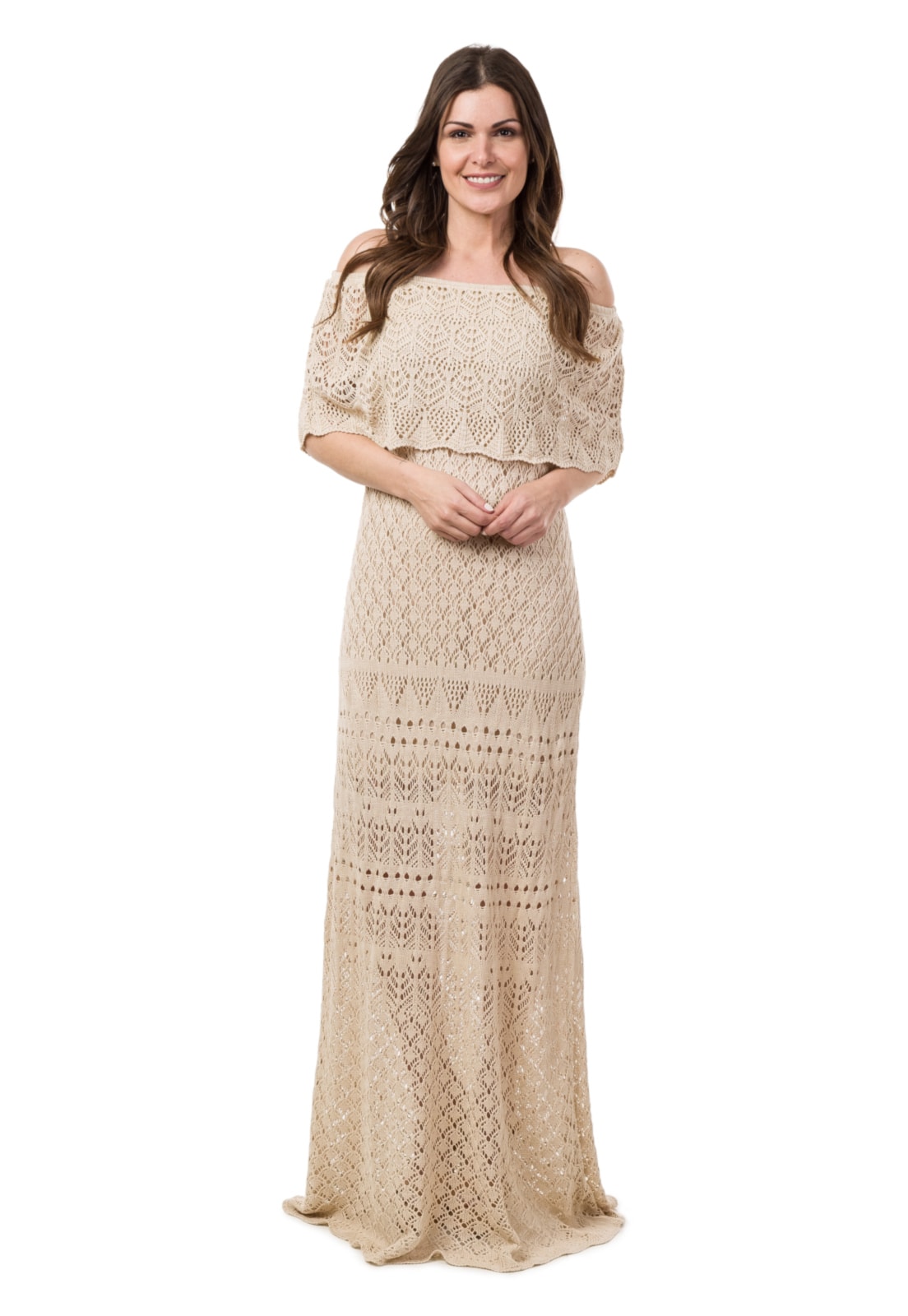 Vestido 2024 longo creme