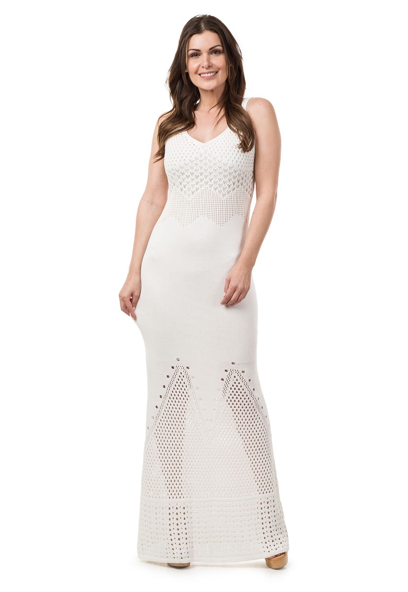 Vestido Pink Tricot Longo Sereia Feminino