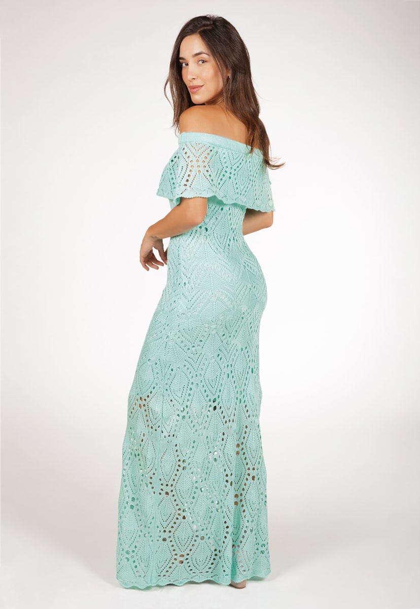 Vestido Pink Tricot Para Festa De Casamento Longo De Tricô Pala Ciganinha  Feminino Verde Claro