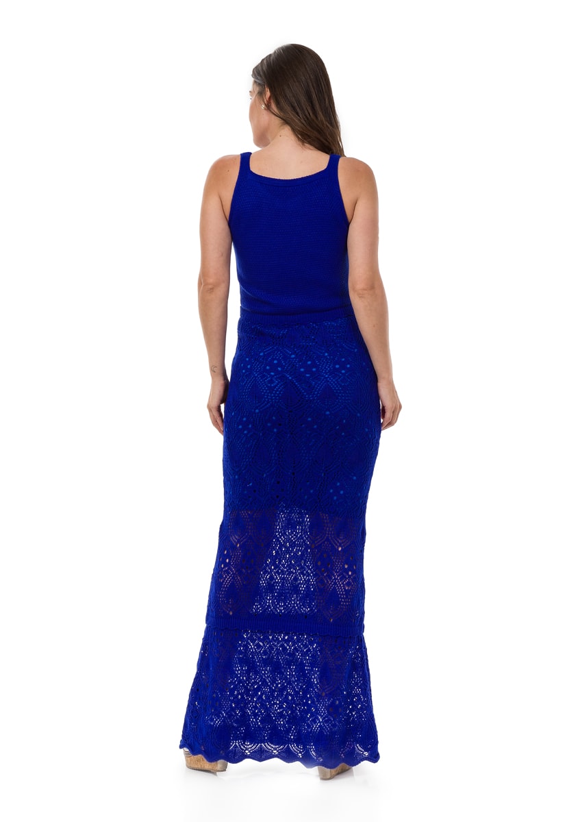 Vestido Pink Tricot Para Festa De Formatura De Tricô Longo Sereia Feminino Azul Bic
