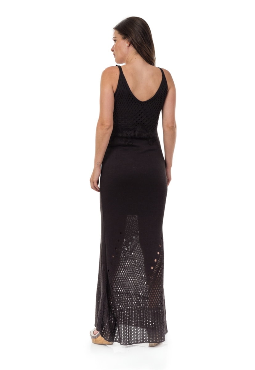 Vestido Pink Tricot Para Gestantes Longo Sereia Feminino Preto