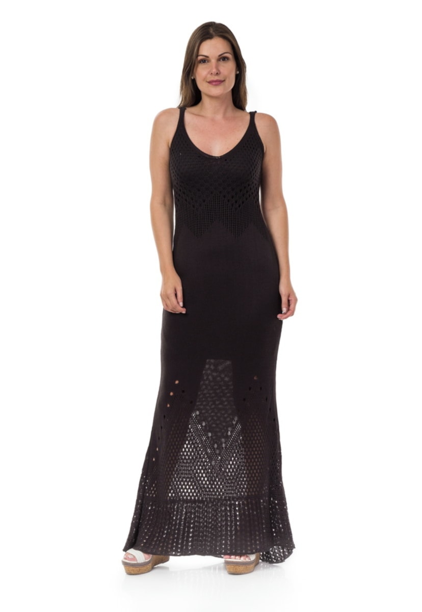 Vestido Pink Tricot Para Gestantes Longo Sereia Feminino Preto