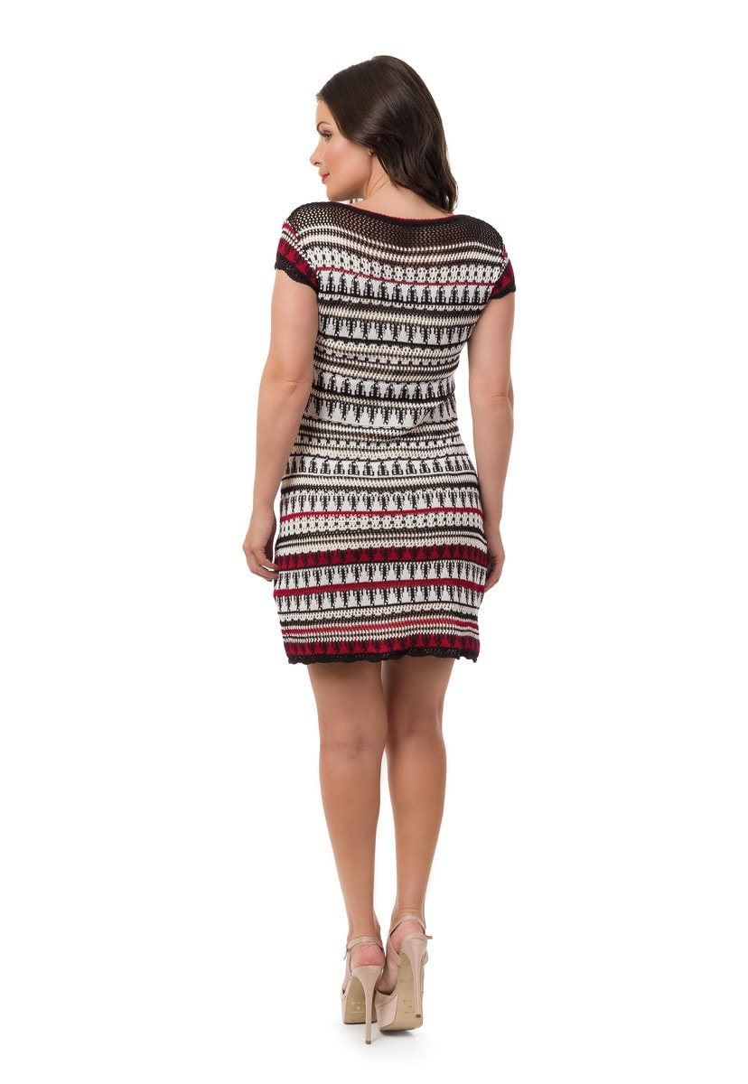 Vestido Pink Tricot Tubinho Curto Pied Manga Curta Feminino