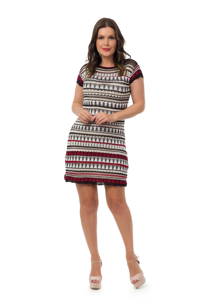 Vestido Pink Tricot Tubinho Curto Pied Manga Curta Feminino