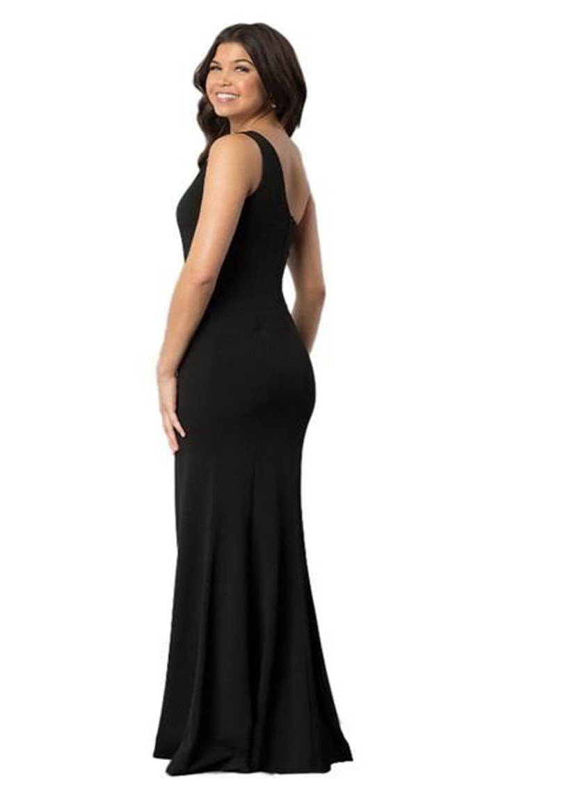 Vestido Pink Tricot Tubinho Longo de Festa Ombro Único Feminino Preto